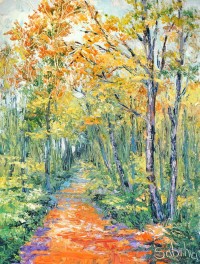 Sabiha Nasar-ud-deen, Forest Pathways 2, 18 x 24 Inch, Oil with knife on Canvas, Landscape Painting, AC-SBND-014